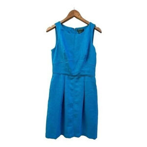 Lauren Ralph Lauren Size 6 Prussian Blue‎ Textured Cotton Dress Sleeveless Lined